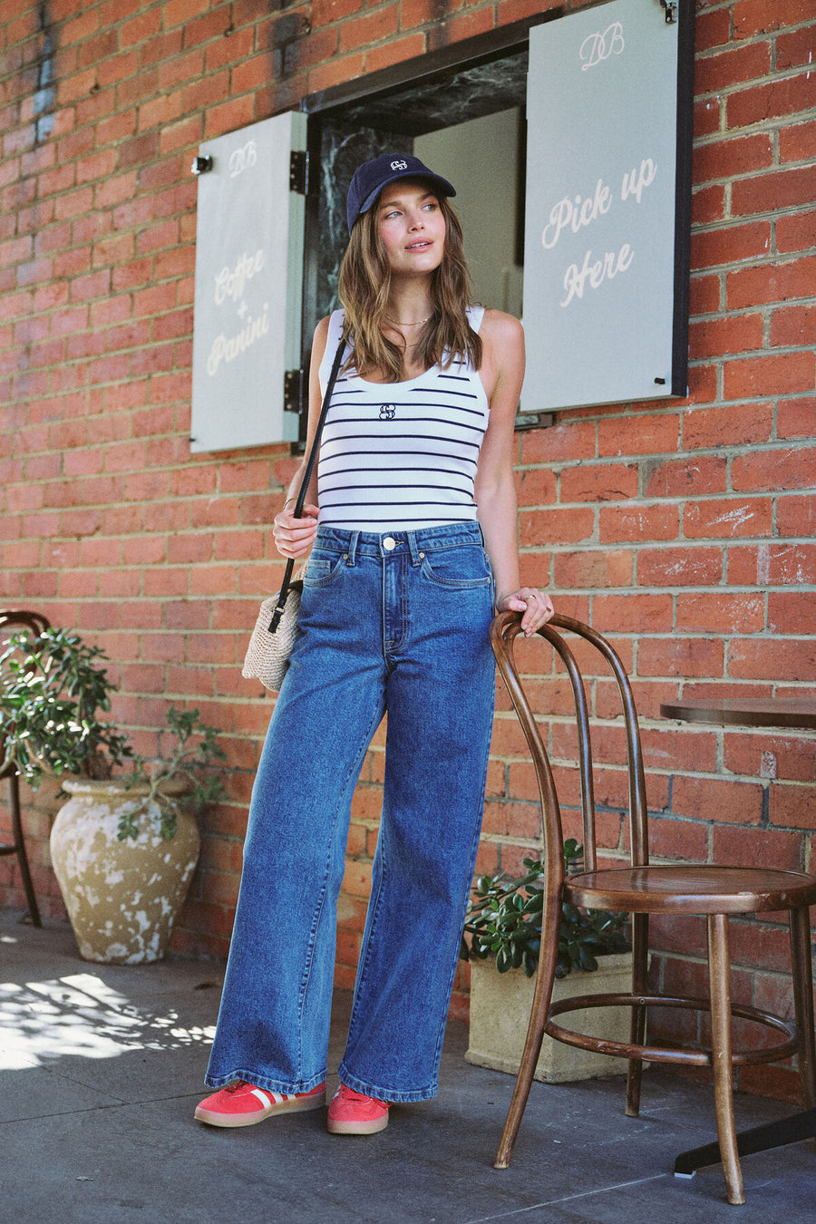 Contour Rib Scoop Tank - Navy Stripe