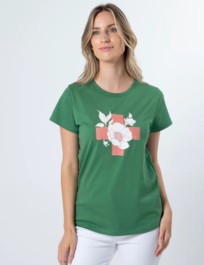 Vintage Floral Tee - Green