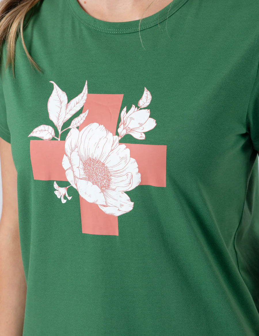 Vintage Floral Tee - Green