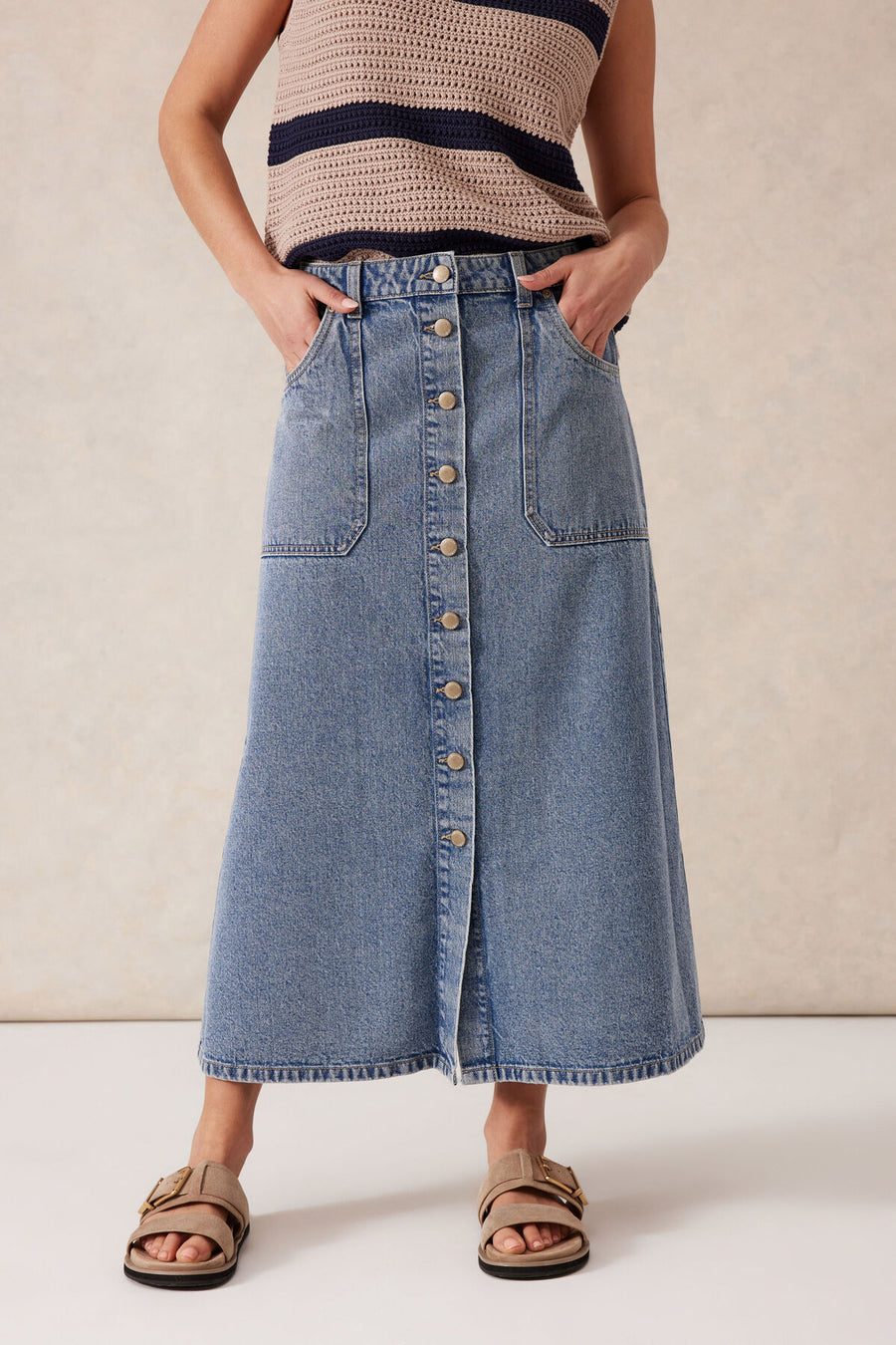 Denim Midi Skirt