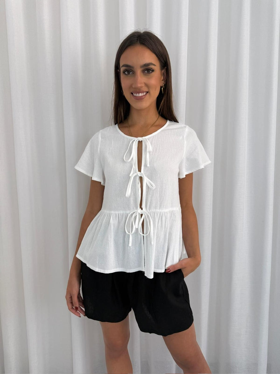 white front tie up top