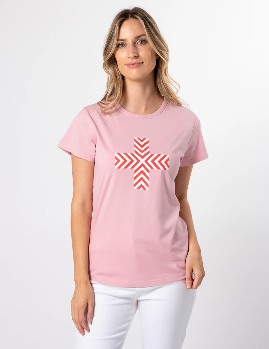 Chevron Cross Tee - Blush