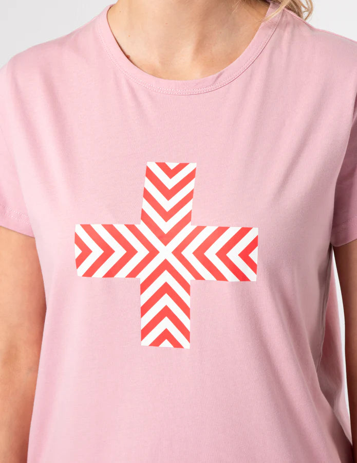 Chevron Cross Tee - Blush