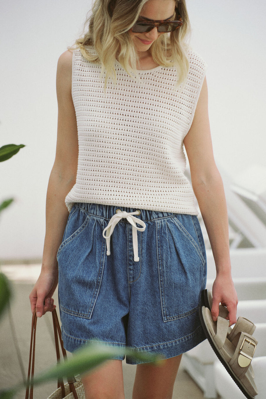 Mesh knit tank