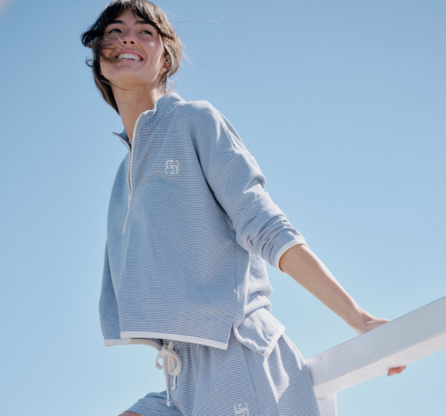Boxy Zip Sweat - Moonlight