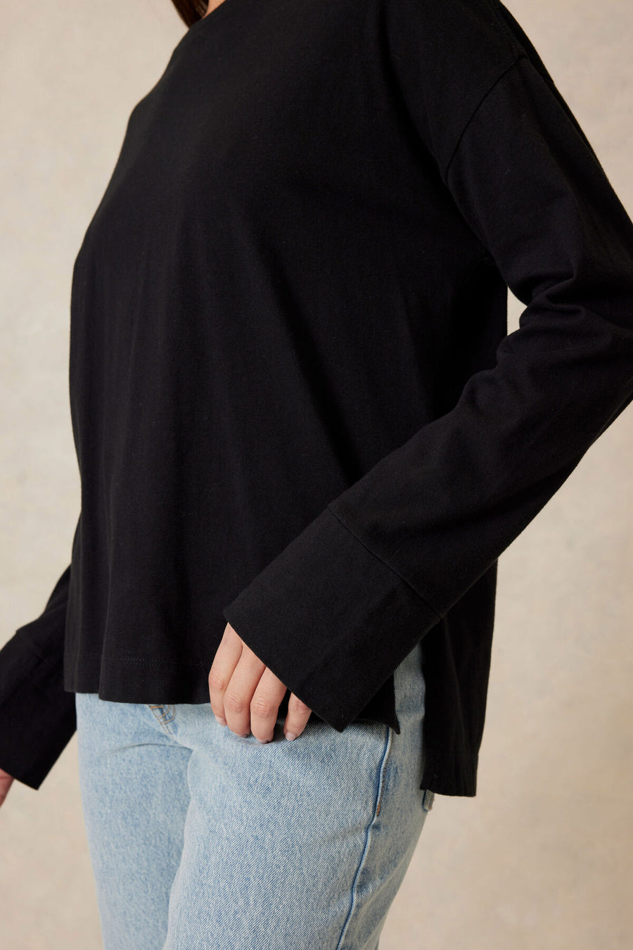 Slouchy Long Sleeve Tee - Black
