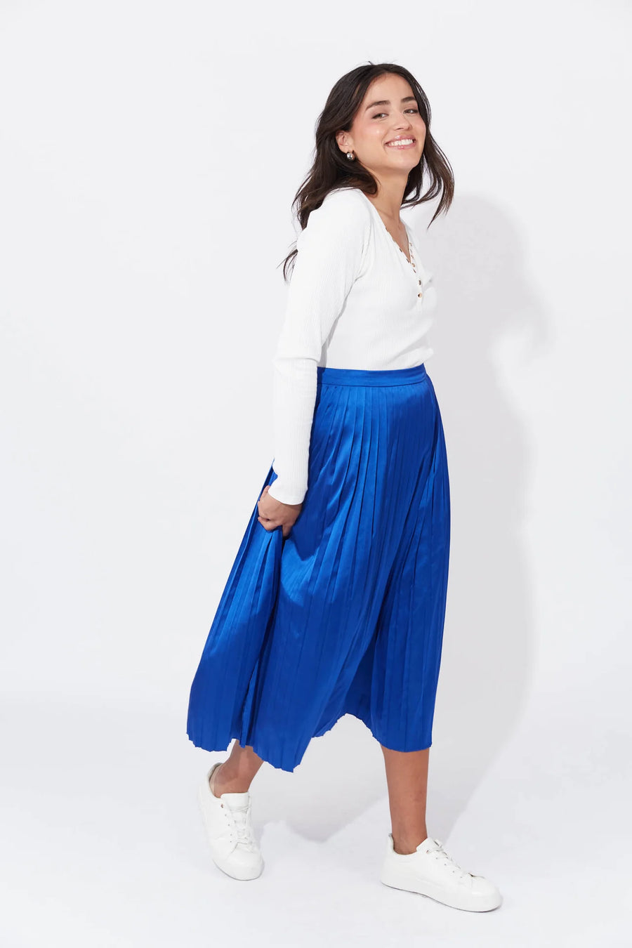 Doha Pleated Skirt - Cobalt