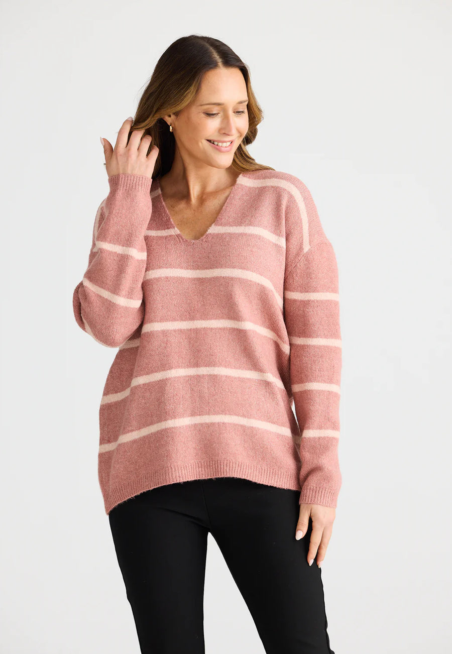 Hallie Knit - Rose/ off white