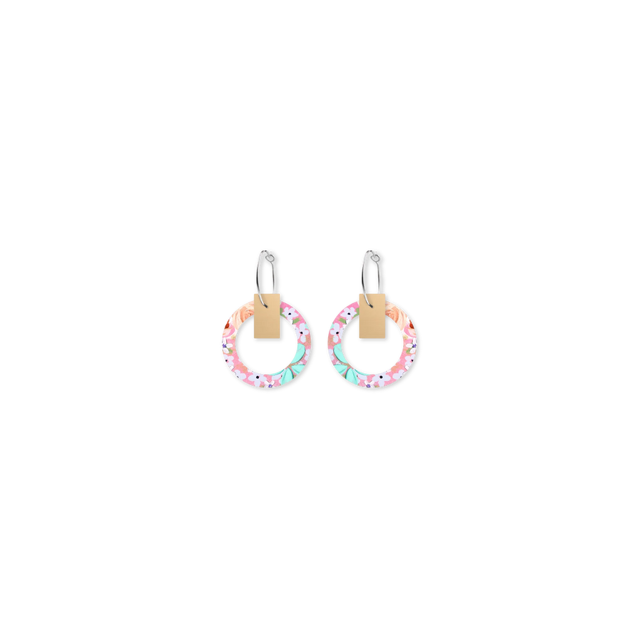 Whimsical Blooms Small Orbit Hoop Earrings