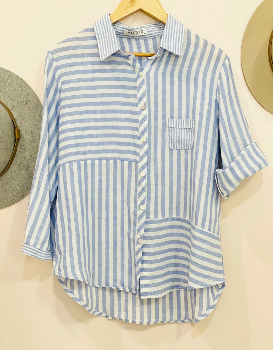 Lucille Linen Shirt - blue