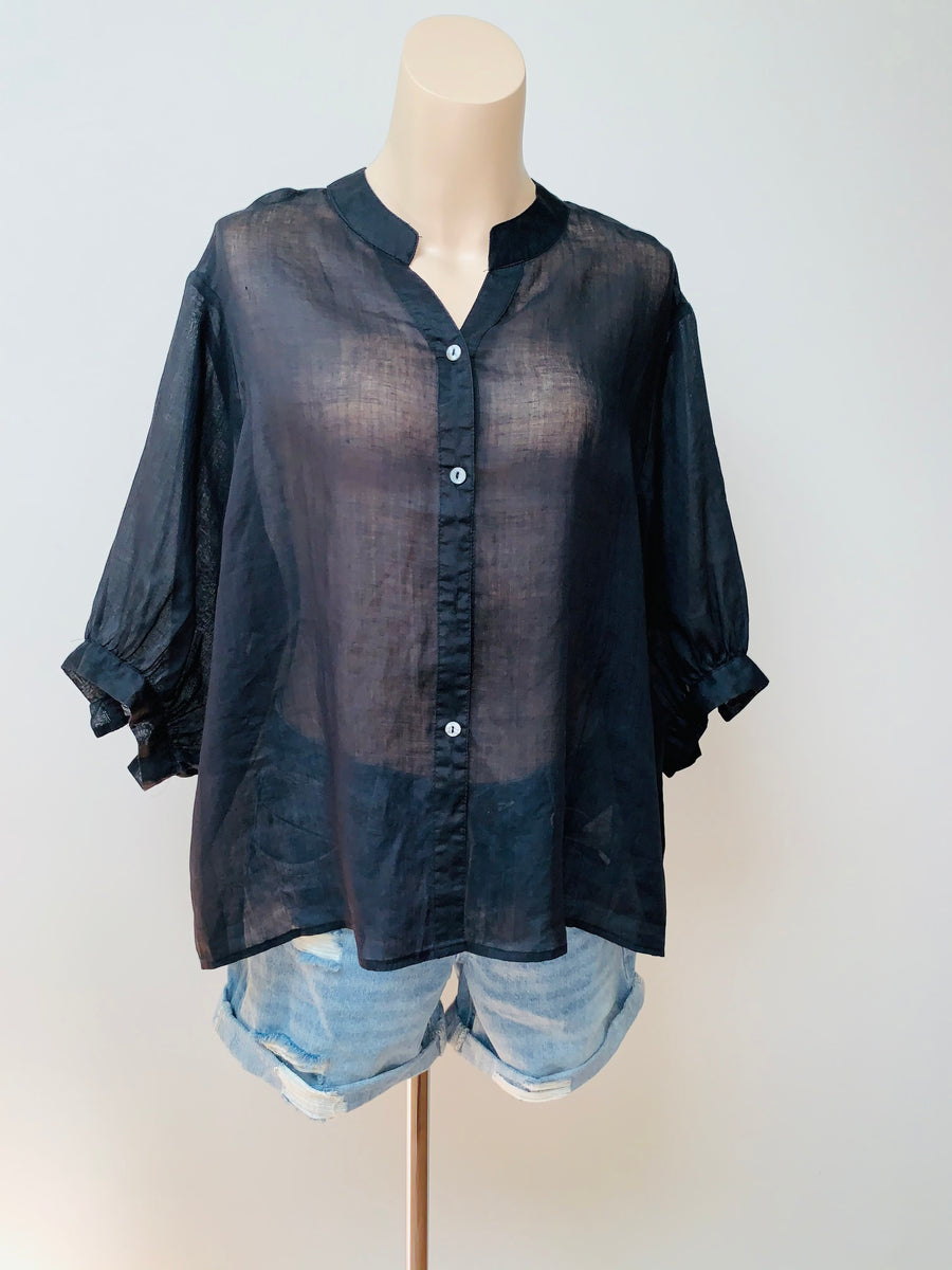 Tia Linen Shirt - Black