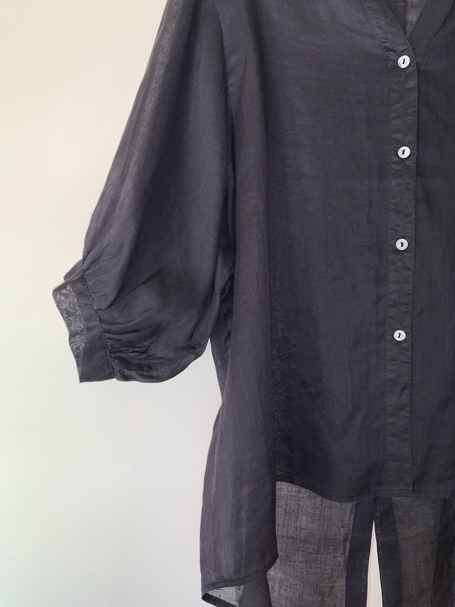 Tia Linen Shirt - Black